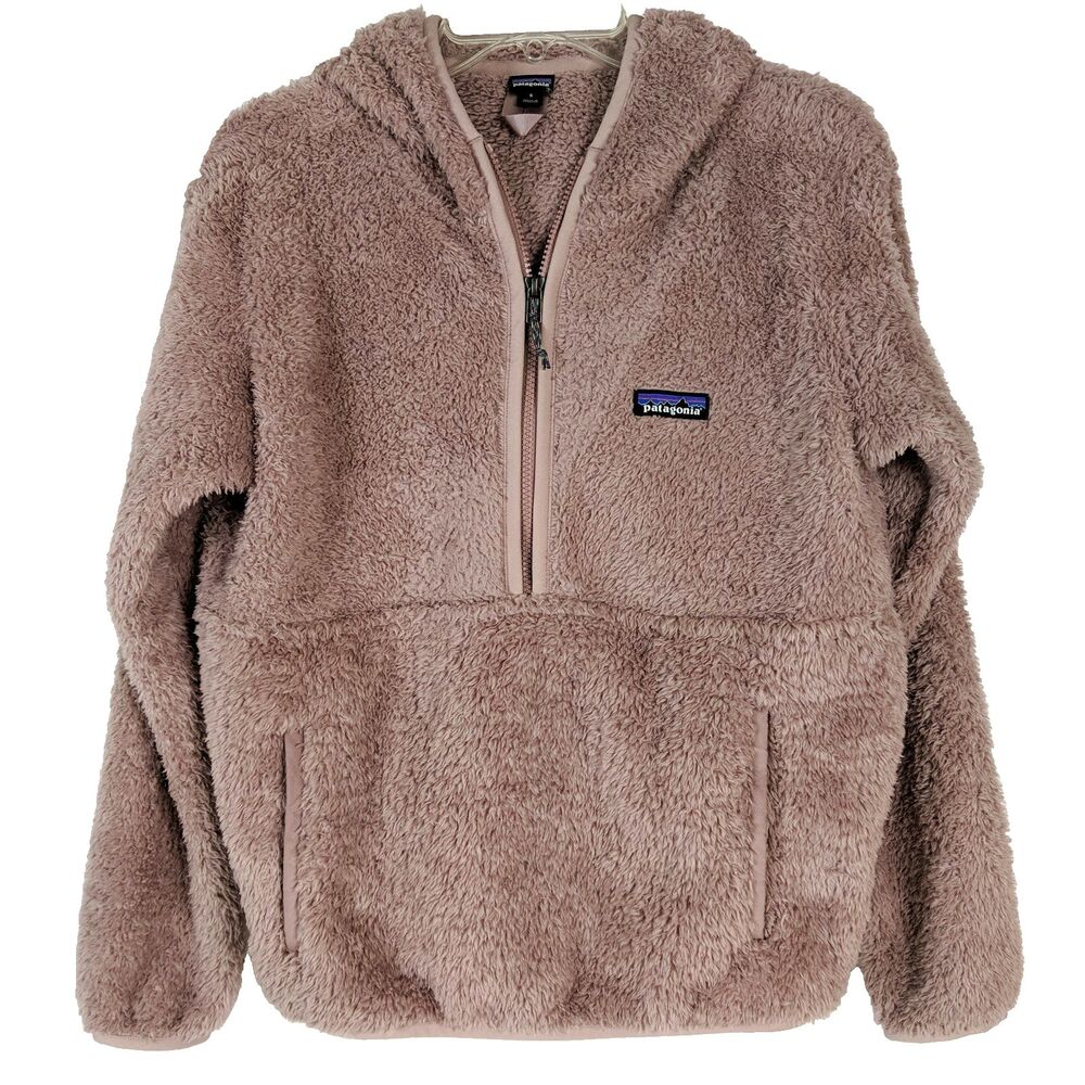 Patagonia Los Gatos Dusty Rose Half Zip Hoodie Jacket Women Sz Small Pink Fuzzy